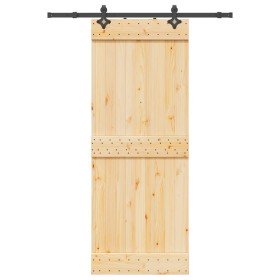 Puerta corredera con herrajes madera maciza de pino 80x210 cm en Puertas | Comprar online en Foru.es