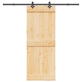 Puerta corredera con herrajes madera maciza de pino 80x210 cm en Puertas | Comprar online en Foru.es