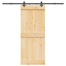 Puerta corredera con herrajes madera maciza de pino 85x210 cm en Puertas | Comprar online en Foru.es