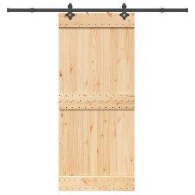 Puerta corredera con herrajes madera maciza de pino 90x210 cm en Puertas | Comprar online en Foru.es