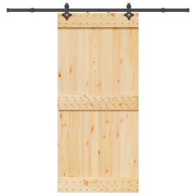 Puerta corredera con herrajes madera maciza de pino 95x210 cm en Puertas | Comprar online en Foru.es