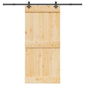 Puerta corredera con herrajes madera maciza de pino 95x210 cm en Puertas | Comprar online en Foru.es