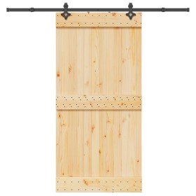 Puerta corredera con herrajes madera maciza de pino 100x210 cm en Puertas | Comprar online en Foru.es