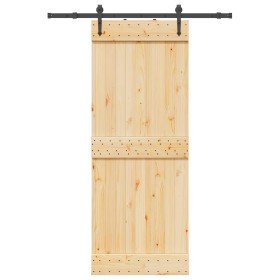 Puerta corredera con herrajes madera maciza de pino 80x210 cm en Puertas | Comprar online en Foru.es
