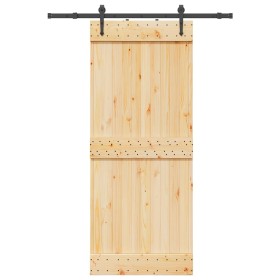 Puerta corredera con herrajes madera maciza de pino 85x210 cm en Puertas | Comprar online en Foru.es