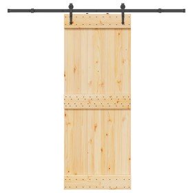 Puerta corredera con herrajes madera maciza de pino 80x210 cm en Puertas | Comprar online en Foru.es