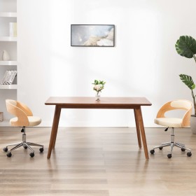 Silla de comedor giratoria madera curvada cuero sintético crema en Sillas de comedor | Comprar online en Foru.es