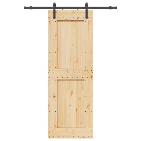 Puerta corredera con herrajes madera maciza de pino 80x210 cm en Puertas | Comprar online en Foru.es