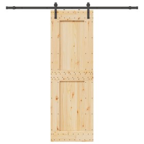 Puerta corredera con herrajes madera maciza de pino 70x210 cm en Puertas | Comprar online en Foru.es