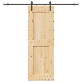 Puerta corredera con herrajes madera maciza de pino 80x210 cm en Puertas | Comprar online en Foru.es