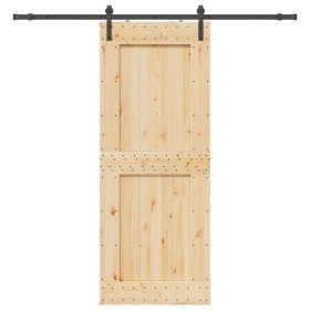 Puerta corredera con herrajes madera maciza de pino 90x210 cm en Puertas | Comprar online en Foru.es