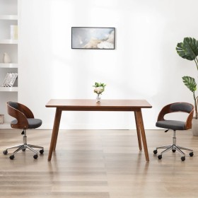 Silla de comedor giratoria de madera curvada y tela gris en Sillas de comedor | Comprar online en Foru.es