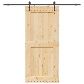 Puerta corredera con herrajes madera maciza de pino 100x210 cm en Puertas | Comprar online en Foru.es