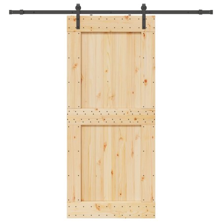 Puerta corredera con herrajes madera maciza de pino 100x210 cm en Puertas | Comprar online en Foru.es