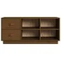 Banco zapatero madera maciza de pino marrón miel 100x34x45 cm de vidaXL, Zapateros y organizadores de calzado - Ref: Foro24-8...
