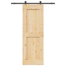 Puerta corredera con herrajes madera maciza de pino 80x210 cm en Puertas | Comprar online en Foru.es
