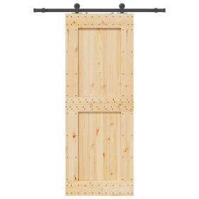 Puerta corredera con herrajes madera maciza de pino 85x210 cm en Puertas | Comprar online en Foru.es