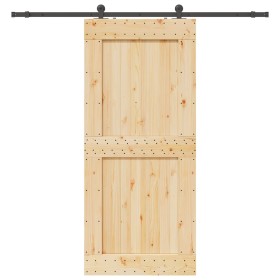 Puerta corredera con herrajes madera maciza de pino 100x210 cm en Puertas | Comprar online en Foru.es