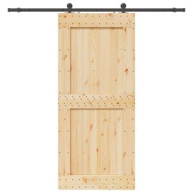 Puerta corredera con herrajes madera maciza de pino 100x210 cm en Puertas | Comprar online en Foru.es