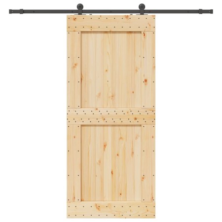 Puerta corredera con herrajes madera maciza de pino 100x210 cm en Puertas | Comprar online en Foru.es