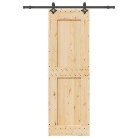 Puerta corredera con herrajes madera maciza de pino 70x210 cm en Puertas | Comprar online en Foru.es