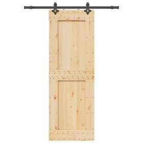 Puerta corredera con herrajes madera maciza de pino 80x210 cm en Puertas | Comprar online en Foru.es