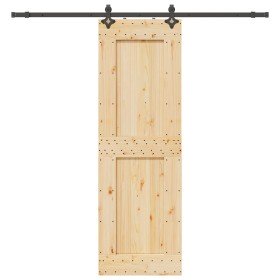 Puerta corredera con herrajes madera maciza de pino 70x210 cm en Puertas | Comprar online en Foru.es