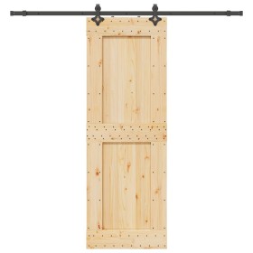 Puerta corredera con herrajes madera maciza de pino 80x210 cm en Puertas | Comprar online en Foru.es