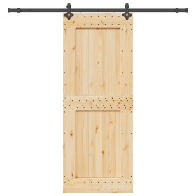 Puerta corredera con herrajes madera maciza de pino 90x210 cm en Puertas | Comprar online en Foru.es