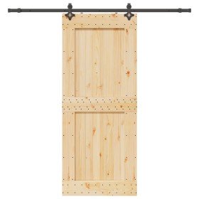 Puerta corredera con herrajes madera maciza de pino 95x210 cm en Puertas | Comprar online en Foru.es