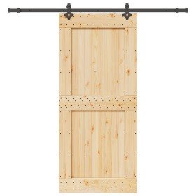 Puerta corredera con herrajes madera maciza de pino 100x210 cm en Puertas | Comprar online en Foru.es