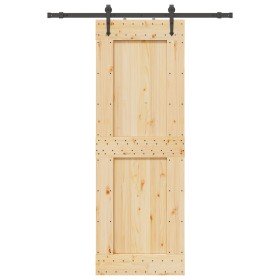 Puerta corredera con herrajes madera maciza de pino 80x210 cm en Puertas | Comprar online en Foru.es