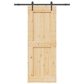 Puerta corredera con herrajes madera maciza de pino 85x210 cm en Puertas | Comprar online en Foru.es