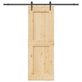 Puerta corredera con herrajes madera maciza de pino 80x210 cm en Puertas | Comprar online en Foru.es