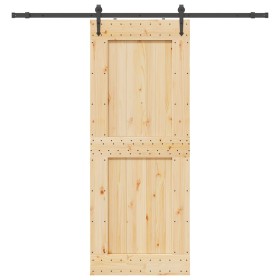 Puerta corredera con herrajes madera maciza de pino 90x210 cm en Puertas | Comprar online en Foru.es