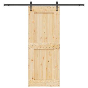 Puerta corredera con herrajes madera maciza de pino 90x210 cm en Puertas | Comprar online en Foru.es