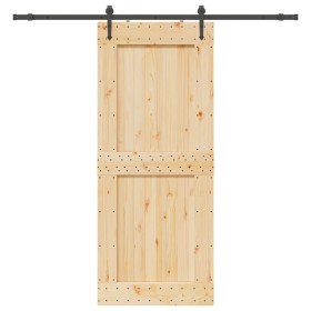 Puerta corredera con herrajes madera maciza de pino 95x210 cm en Puertas | Comprar online en Foru.es