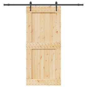 Puerta corredera con herrajes madera maciza de pino 100x210 cm en Puertas | Comprar online en Foru.es