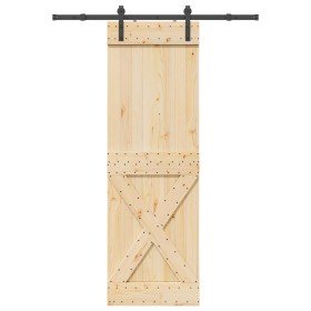 Puerta corredera con herrajes madera maciza de pino 70x210 cm en Puertas | Comprar online en Foru.es
