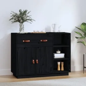 Aparador de madera maciza de pino negro 98,5x40x75 cm de vidaXL, Aparadores - Ref: Foro24-820141, Precio: 147,56 €, Descuento: %