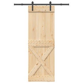 Puerta corredera con herrajes madera maciza de pino 80x210 cm en Puertas | Comprar online en Foru.es
