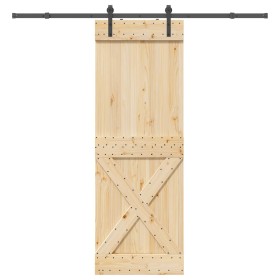 Puerta corredera con herrajes madera maciza de pino 80x210 cm en Puertas | Comprar online en Foru.es