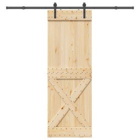 Puerta corredera con herrajes madera maciza de pino 80x210 cm en Puertas | Comprar online en Foru.es