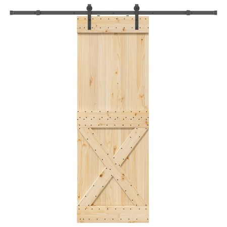 Puerta corredera con herrajes madera maciza de pino 80x210 cm en Puertas | Comprar online en Foru.es