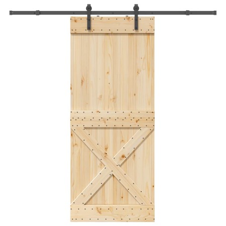 Puerta corredera con herrajes madera maciza de pino 90x210 cm en Puertas | Comprar online en Foru.es