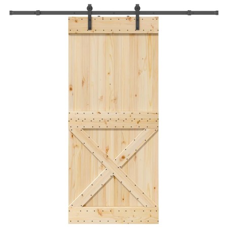 Puerta corredera con herrajes madera maciza de pino 100x210 cm en Puertas | Comprar online en Foru.es