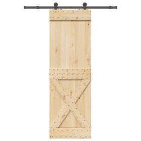 Puerta corredera con herrajes madera maciza de pino 70x210 cm en Puertas | Comprar online en Foru.es