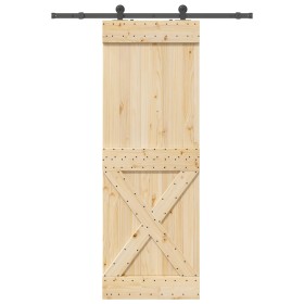Puerta corredera con herrajes madera maciza de pino 80x210 cm en Puertas | Comprar online en Foru.es