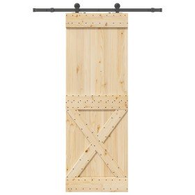 Puerta corredera con herrajes madera maciza de pino 80x210 cm en Puertas | Comprar online en Foru.es