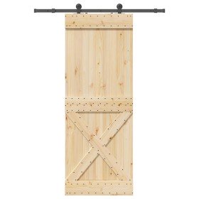Puerta corredera con herrajes madera maciza de pino 85x210 cm en Puertas | Comprar online en Foru.es